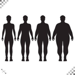 男性の色々な体型のシルエット