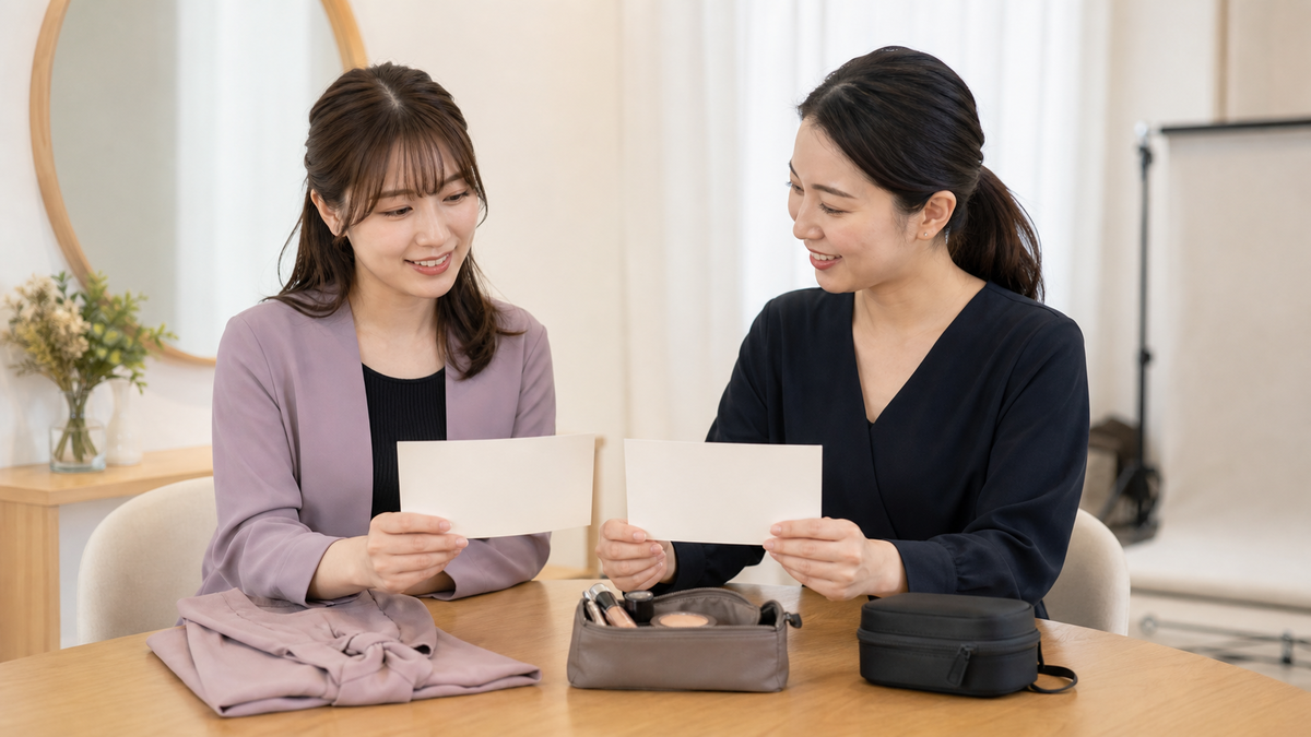 婚活写真の候補日と衣装やメイク用品を確認する予約相談