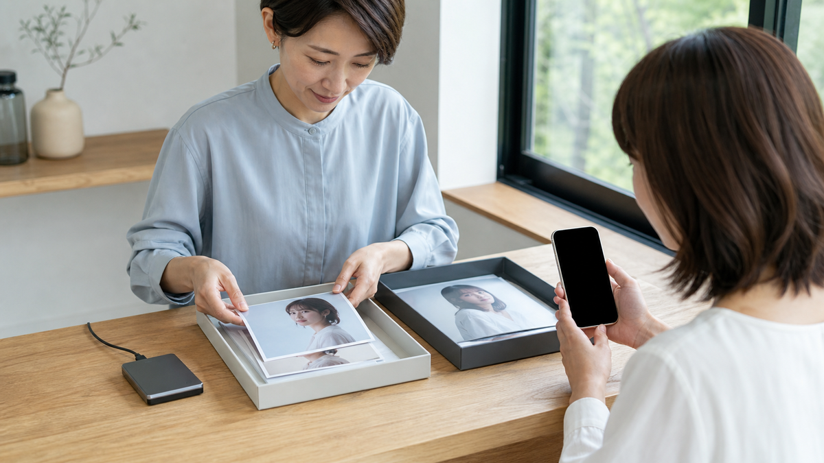 写メ日記写真の原本と投稿用コピーを分けて管理する成人女性