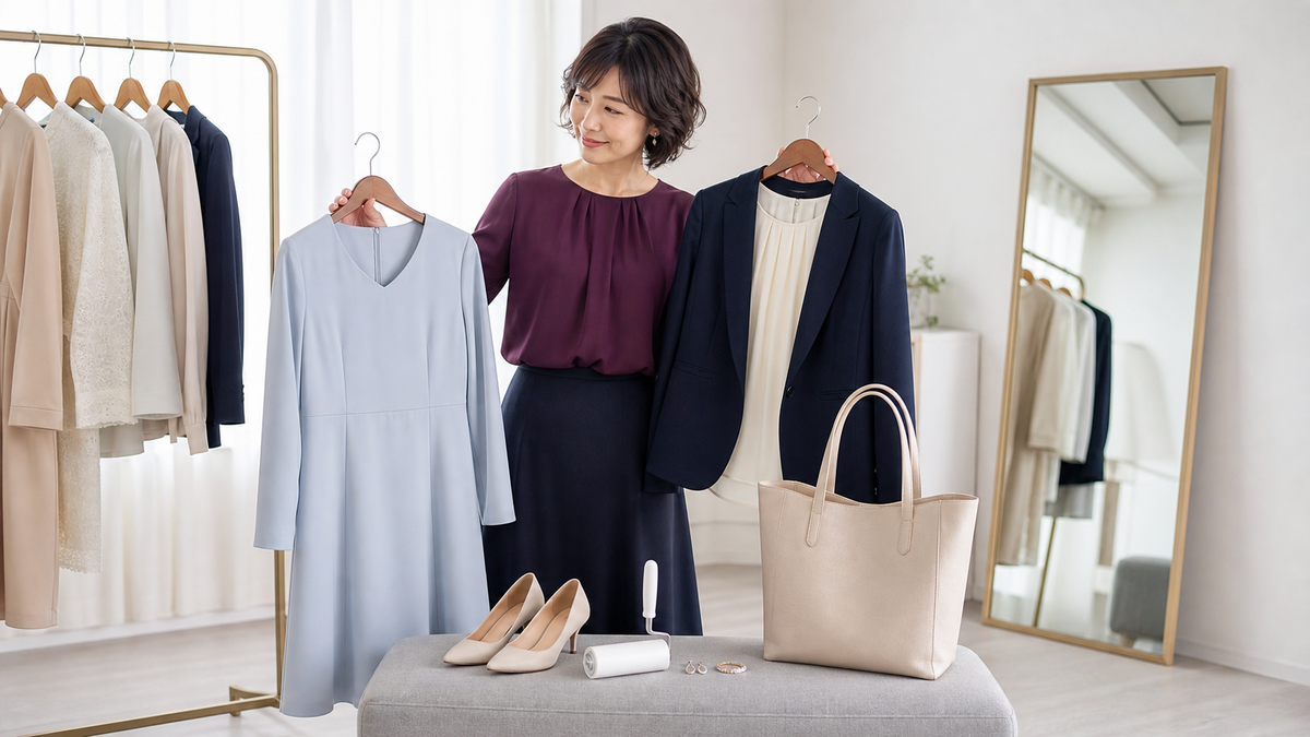 婚活写真の前日に衣装と靴と小物を一か所へ揃える成人女性