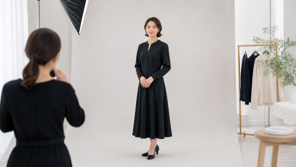 パネル写真で黒い衣装は重く見える？背景に埋もれない色・素材の選び方